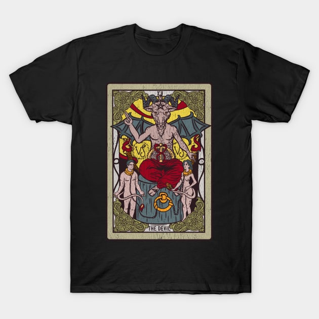 The Devil Tarot Card Gift I Satanic Occult Baphomet print T-Shirt by biNutz